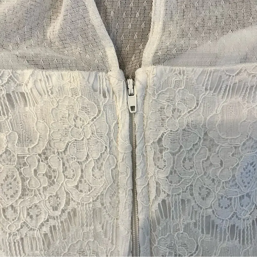 Francesca’s White Lace Dress Floral Midi Cottagecore Coquette Women's Small